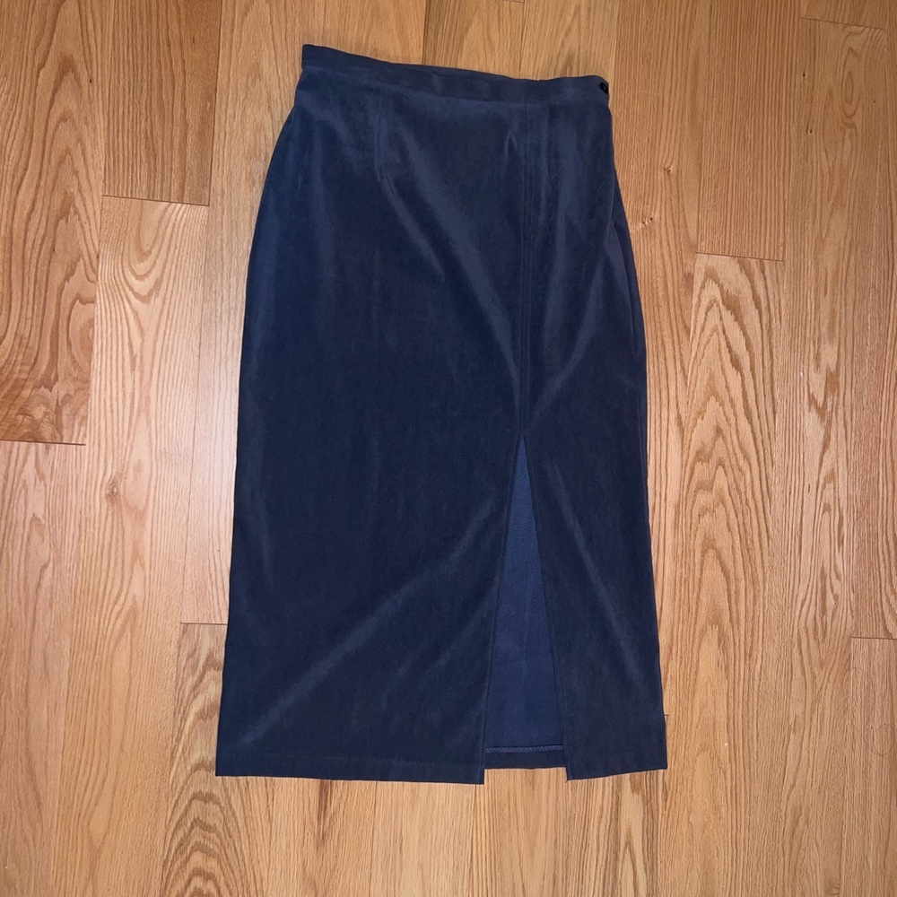 Navy Blue velvet midi skirt
